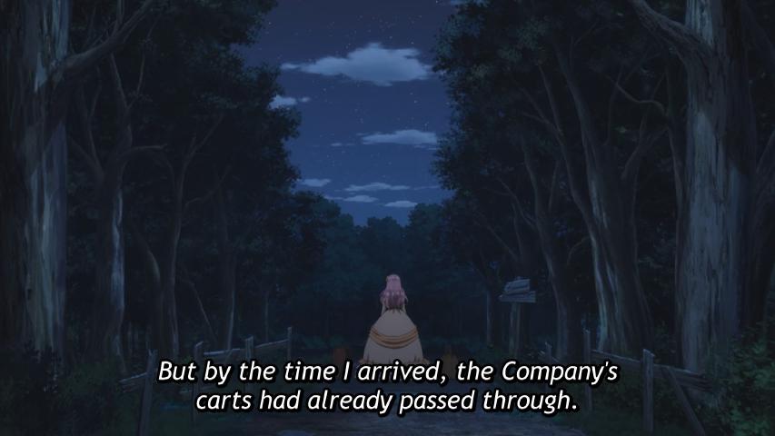 The protagonist, standing beside an empty road, having missed the travelling merchant