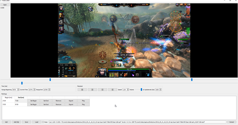 Screenshot of Videocutter main program window